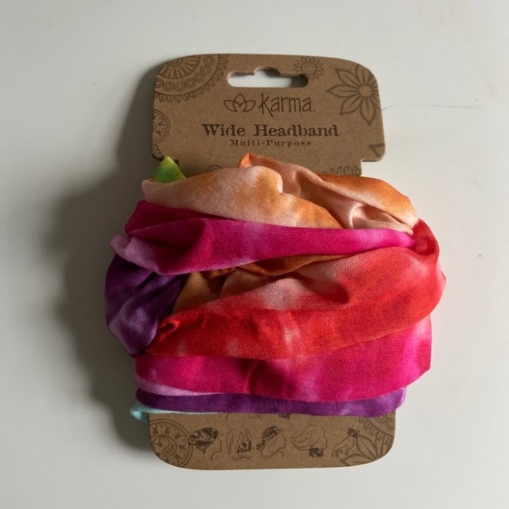 KARMA Wide Headband - Rainbow Tie-Dye
